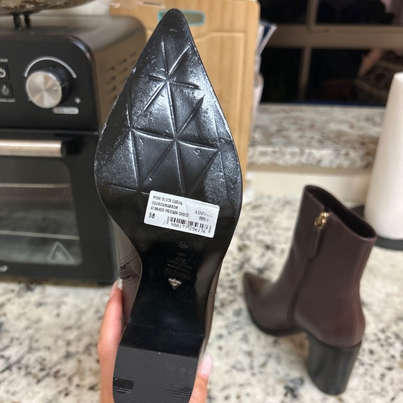 Schutz Mikki Pointed Toe Block Heel Bootie in Brown - Picture 6 of 7